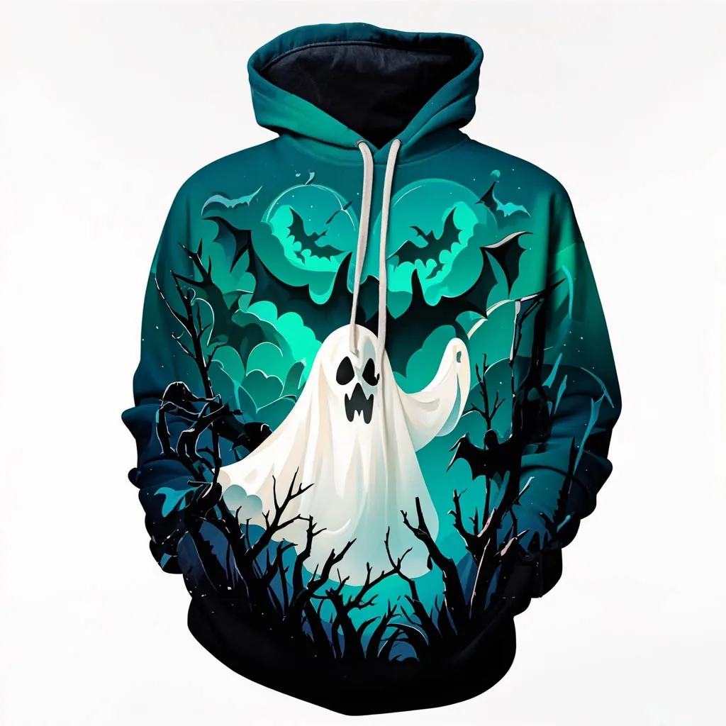 

New Halloween Ghost 3d Printed Hoodies Funny Graphic Sweatshirt Men's Male Streetwear Hooded Pullovers Fashion Y2k Tracksuit