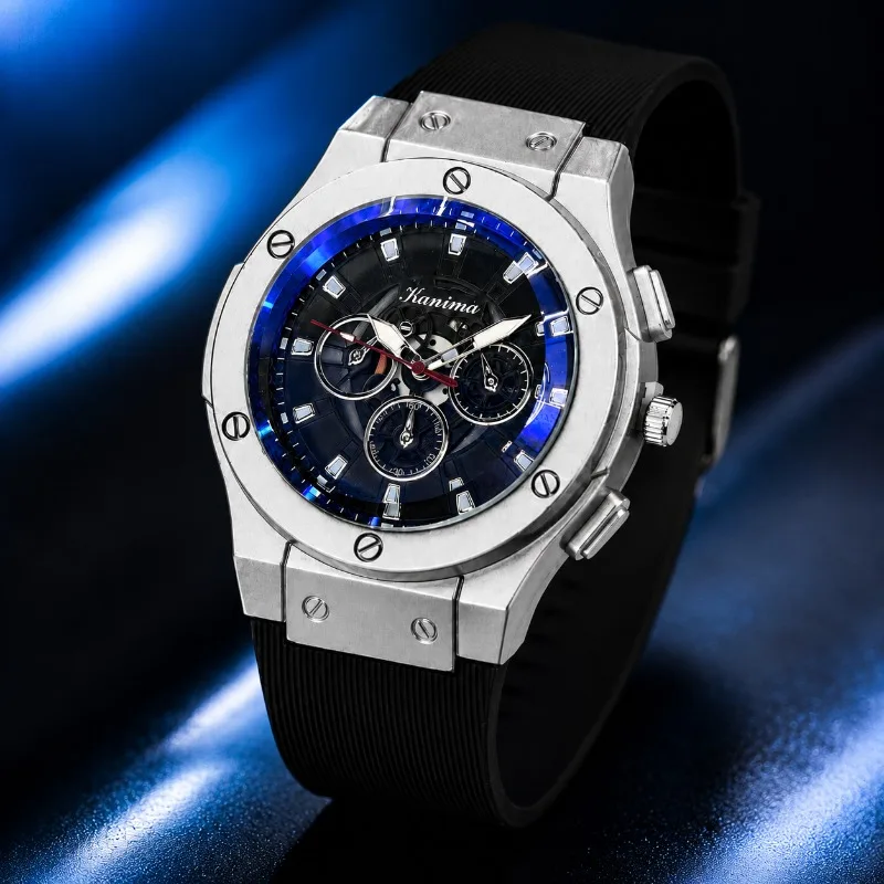 New Fashion Sports Men Wristwatch Business Casual Hollow Skeleton Dial Silicone Band Quartz Watches for Man Orologio Uomo