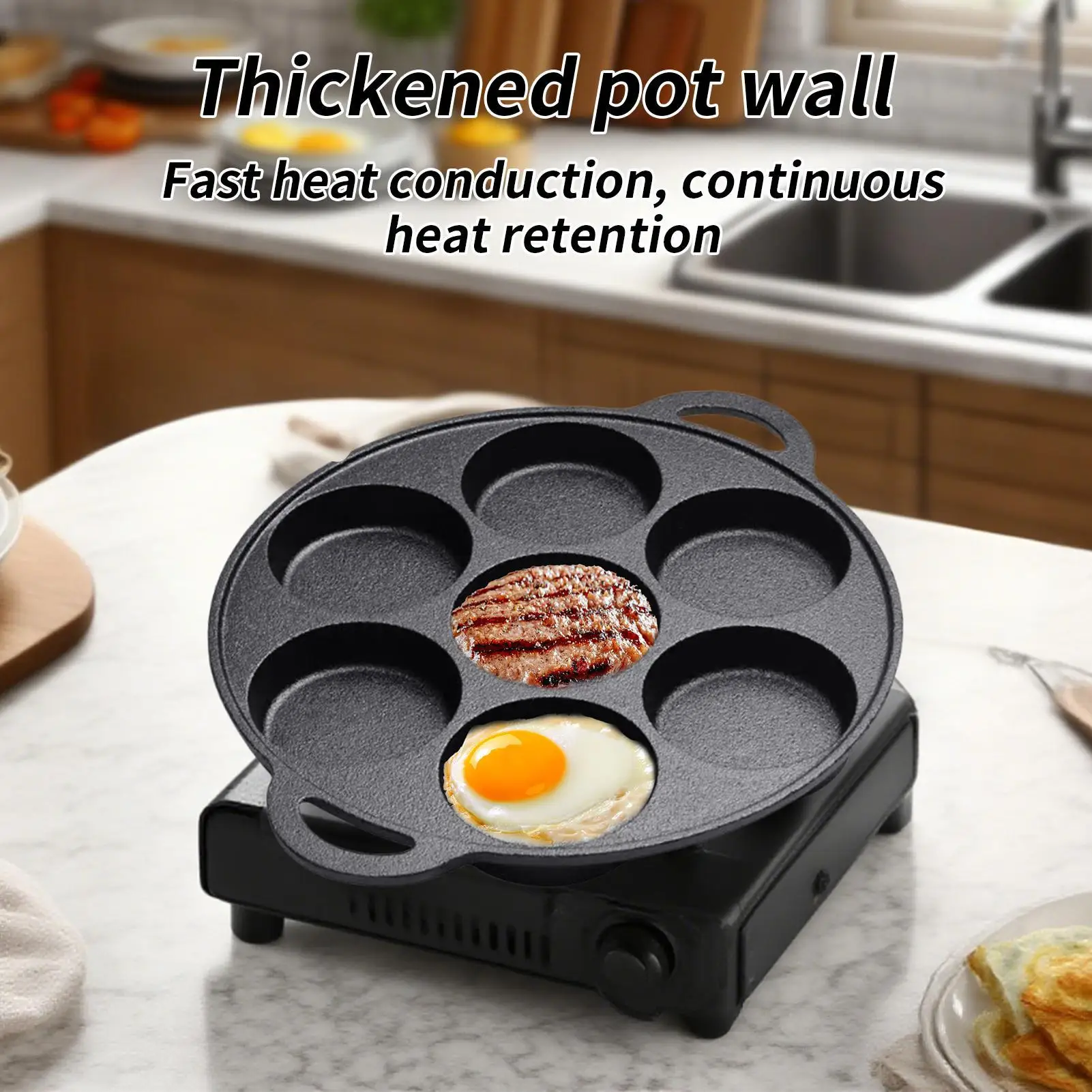 Flat Cast Iron Pan Flat Pancake Frying Pan For Egg Nonstick Tool Cooking Tool For BBQ Breakfast Camping Crepe Steak Pizza