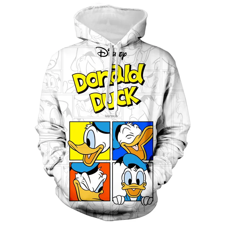 2022 New Streetwear Hoodie Men\'s Fall Long Sleeve Harajuku Disney Donald Duck and Mickey Brand 3D Printed Casual Sweatshirt