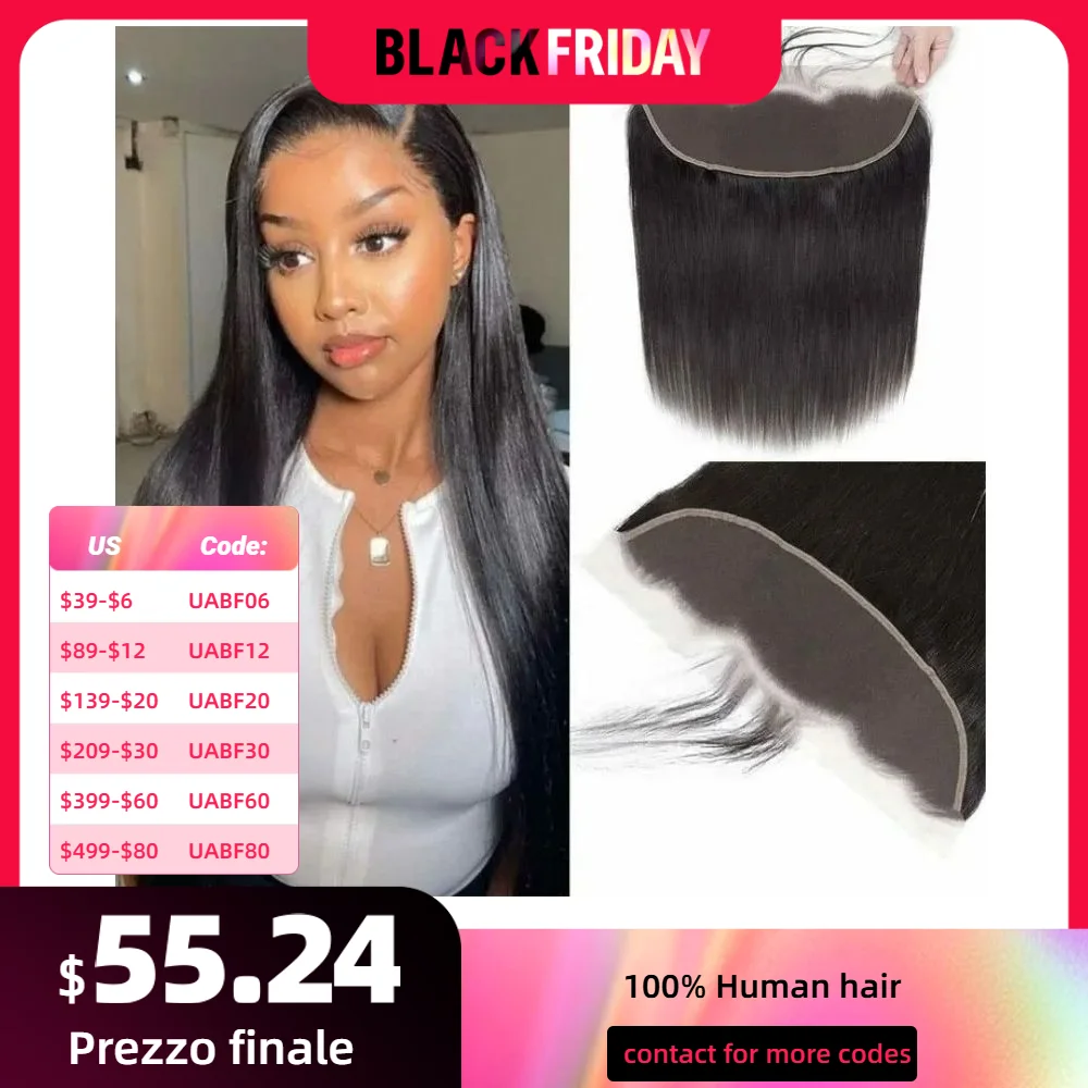 Ali Queen Hair Straight 13x4 Front Lace Human Hair Closure Brazilian Human Hair Wig Sale Natural Color Remy Hair