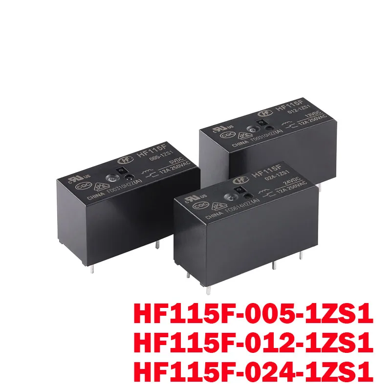 5pcs Relay HF115F-005-1ZS1 HF115F-012-1ZS1 HF115F-024-1ZS1 250V 12A relay 5 pin relay 5V/12V/24VDC relay