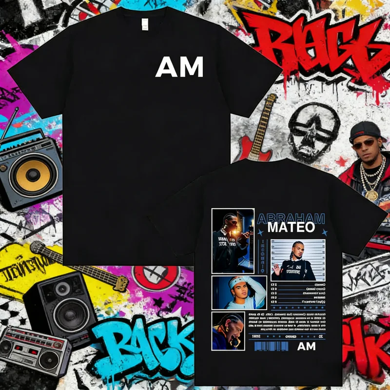 

2025 Summer Rapper Abraham Mateo Tour Graphic T-shirt Men Women Hip Hop High Quality Oversized 100% Pure Cotton Printed T-shirt
