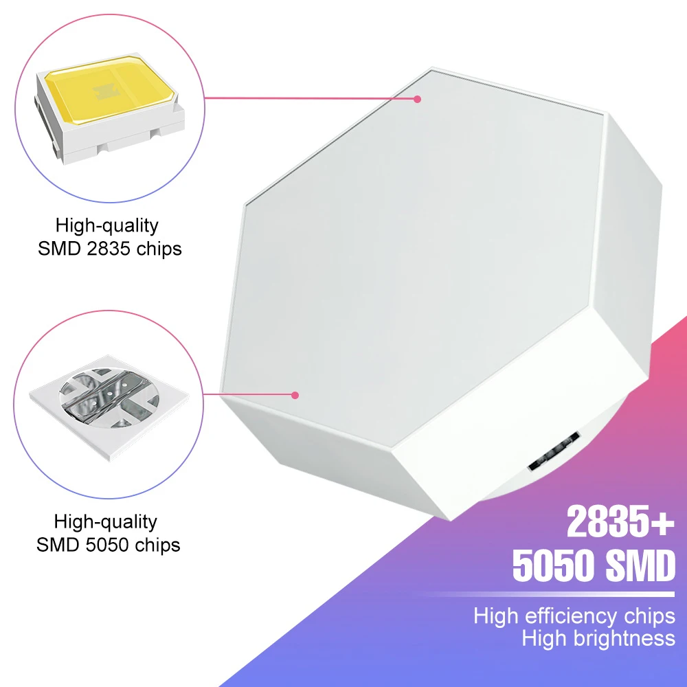 RGB Hexagonal LED Wall Light Touch Control Quantum Lamp DIY Splicing Honeycomb Modular Panel Light Gaming Room Bedroom Home Deco