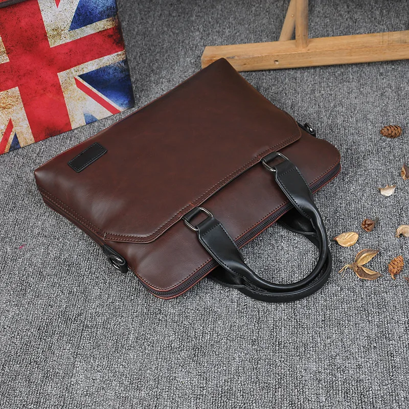 Executive Aktetas Voor Mannen PU Lederen Laptop Kantoor Executive Portfolio Vintage Handtas Tote Messenger Zakelijke Tas Documenten