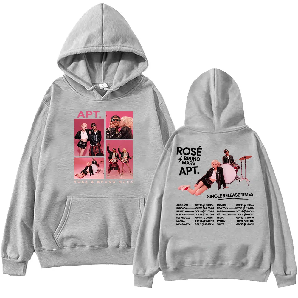 بلوفر ROSÉ & Bruno Mars APT بغطاء للرأس للجنسين Harajuku بلوفر بأكمام طويلة هدية لمحبي الرسوم المتحركة