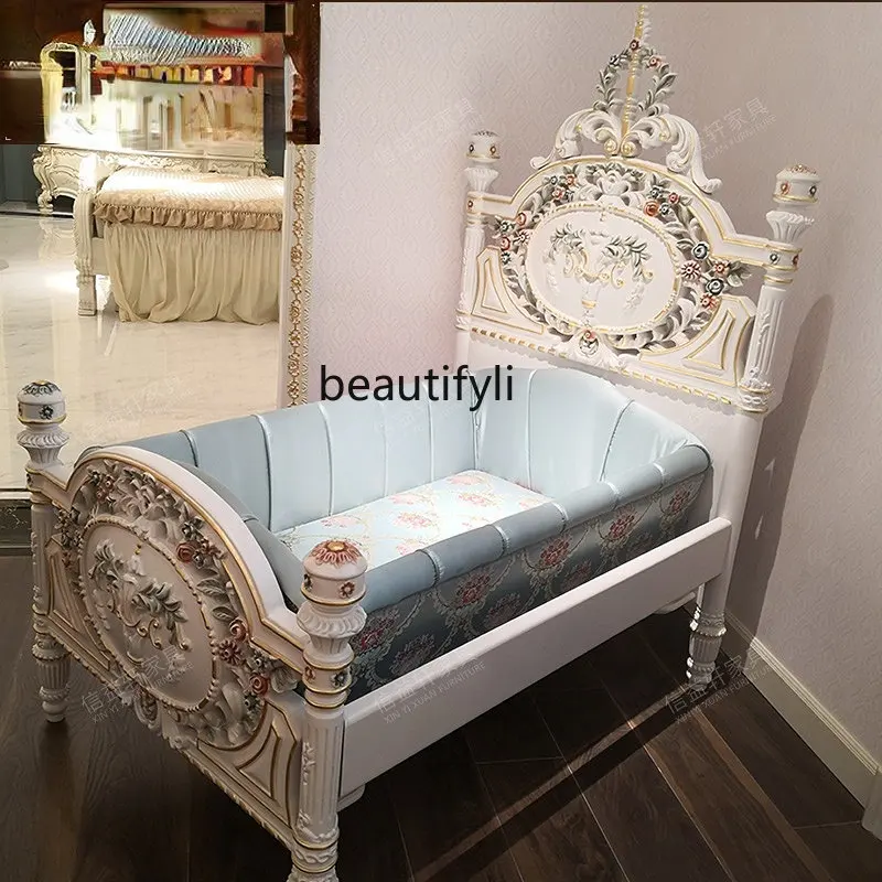 

yj Italian Luxury French Solid Wood Painted Bed Bedroom European Bed