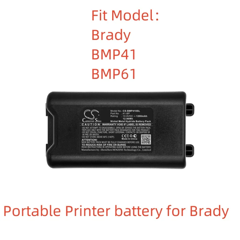 

Ni-MH Portable Printer Battery for Brady-10.8V 1200mAh | Compatible with BMP41, BMP61, 41-BP