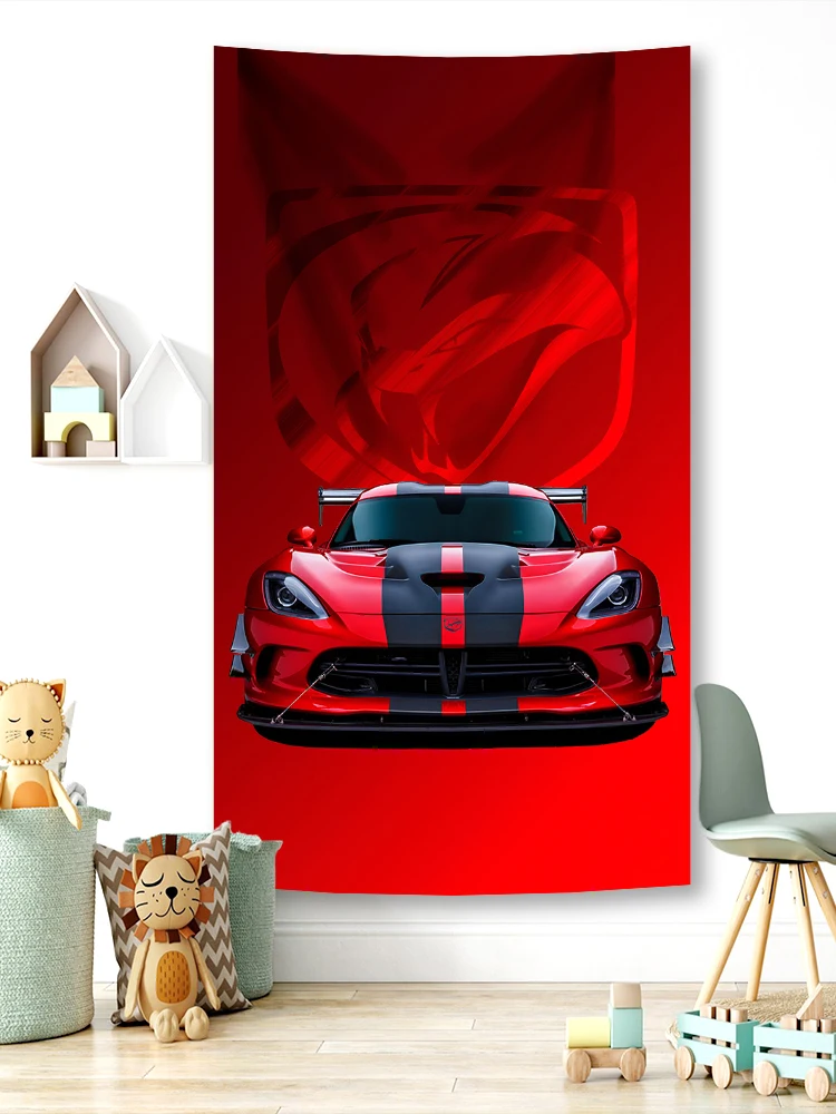 FLAGDOM 90X150CM 3X5Ft Dodges Viper Racing Car Flag Polyester Printing Racing Car Poster Banner For Decor Tapestry