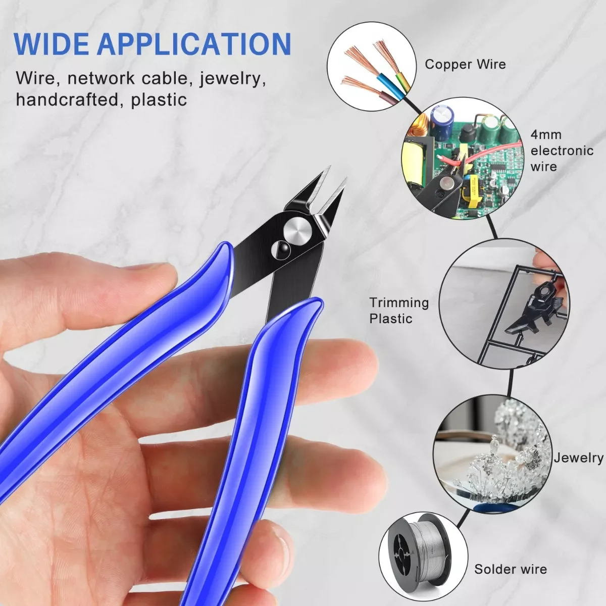 Worthy 5 Pcs 5\'\' Plier Set Sale,Flush Cutters with Spring,Precision Wire Snip,Wire Cutters for Jewelry Making,Zip Tie ,Side Cut