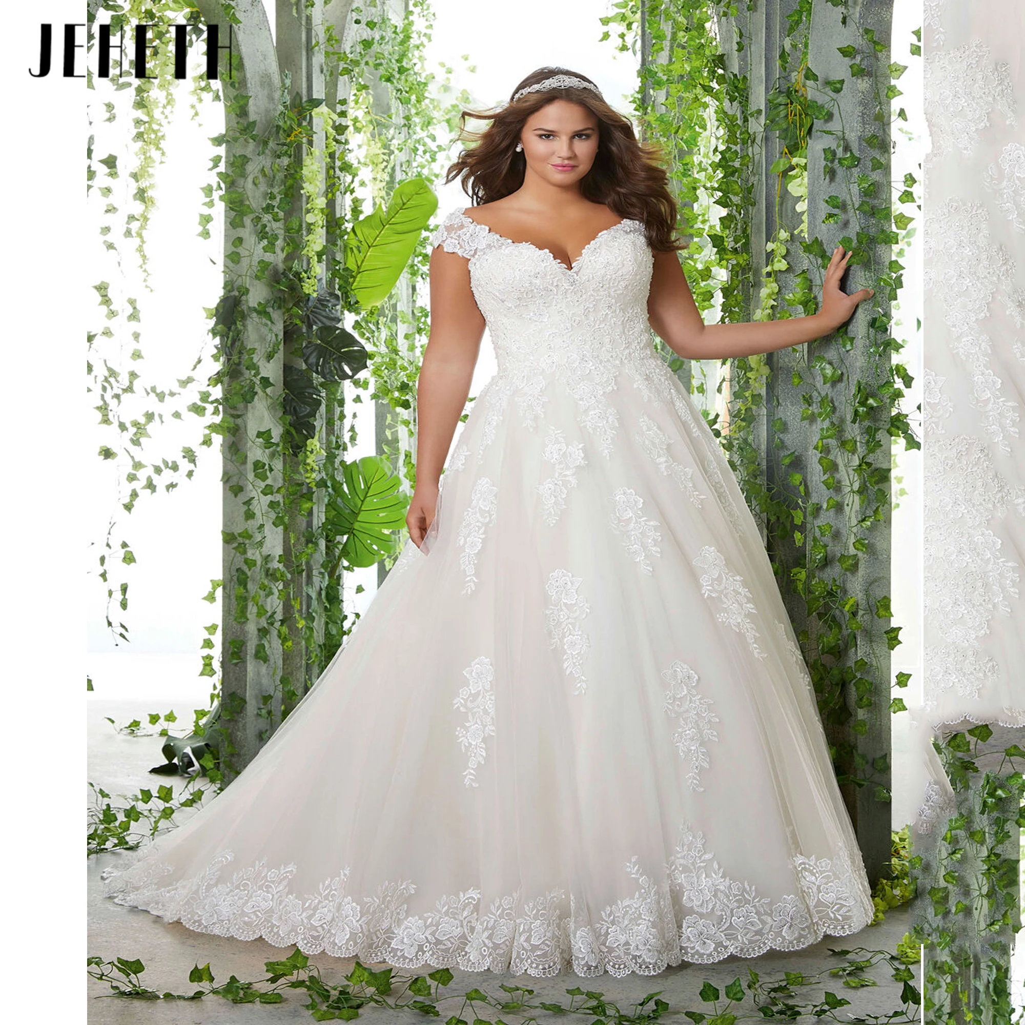 

Lace Boho Wedding Dresses V-Neck Off-the-Shoulder Plus Size Bohemian Wedding Gown Robe De Mariée Luxury Bride Dress Customized