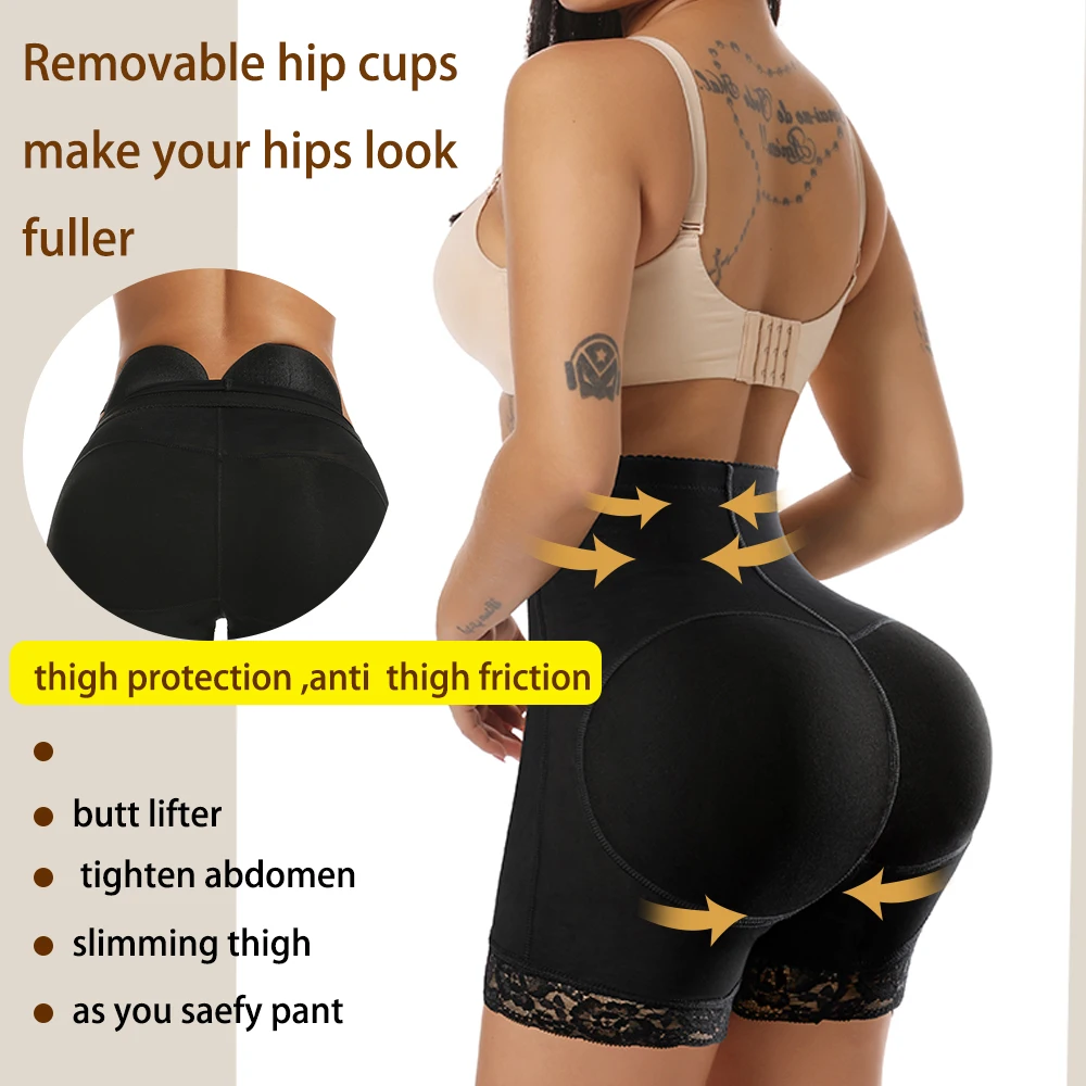 Kobiety Butt Lifter Shapewear bielizna z wypełniaczem Hip Enhancer szorty fałszywe Booty majtki modelujące brzuch wysoki gorset Waist Trainer