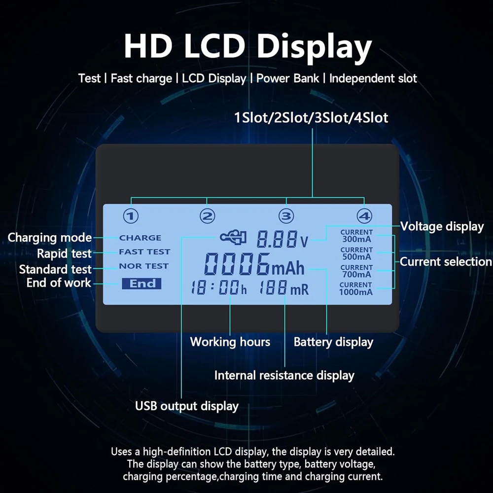 شاحن بطارية Liitokala Lii-500 NiMH مع شاشة LCD لـ 18650 18350 18500 17500 21700 26650 AA AAA 1.2V