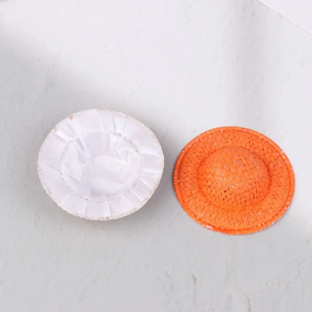5PCS Fashion Soft Cloth Straw Hat Decoration Ornament Mini Sun Cap Cute Handmade Miniature Straw Hat As Gift