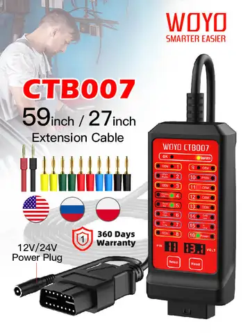 WOYO CTB007 OBD2 сканер для диагностики автомобилей с удлинительным кабелем — изображение товара