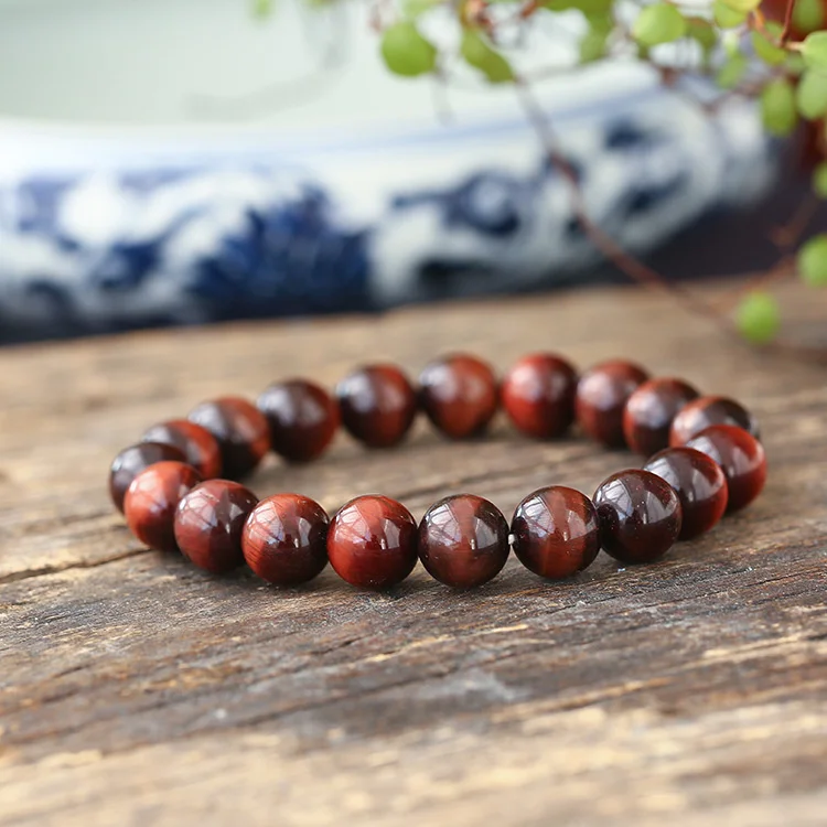 Natural Red Tiger Eye Stone Single Circle Bracelet Tiger Eye Stone Bracelet DIY Jewelry for Men and Women Student Jewelry Gift