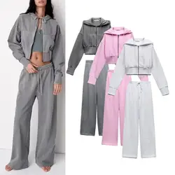 Fleece Zip Hoodie with Pant Set Women's Autumn Winter Sporty Tracksuits Outfits 2 Piece Suit Ladies Two Piece Matching Sets