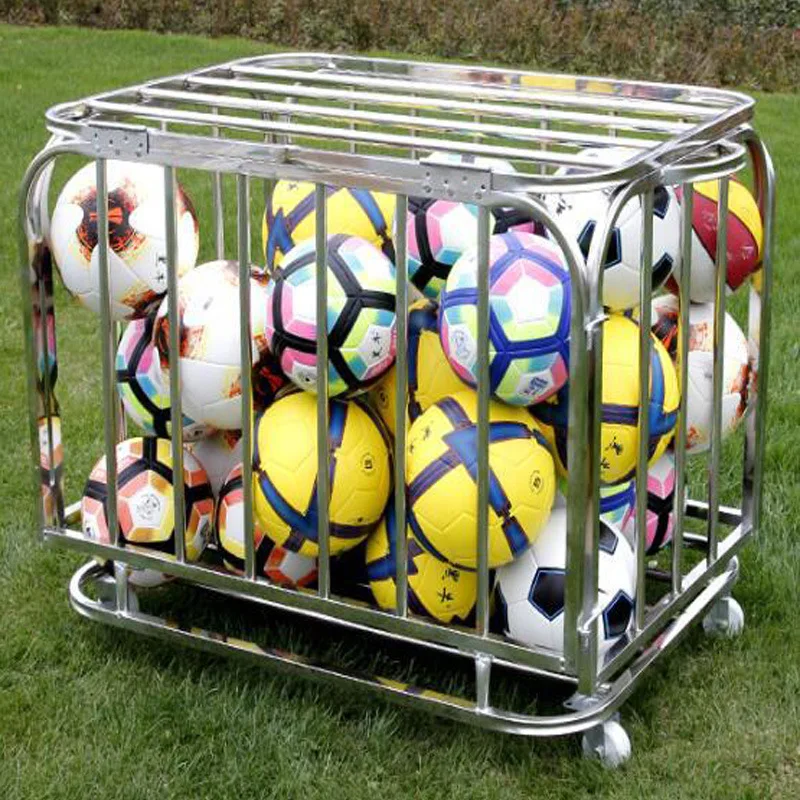

Basketball Storage Basket Basketball Cart Kindergarten Stainless Steel Foldable Mobile