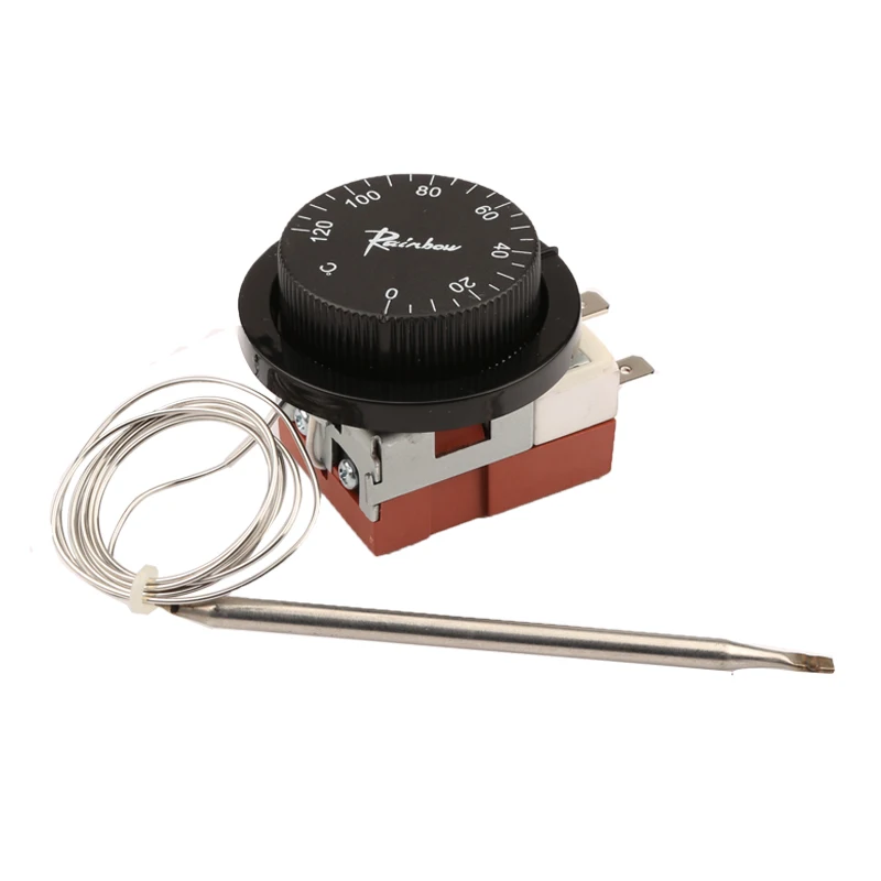 0-120°C Korea Rainbow Capillary Adjustable Thermostat - 3 Pin Tempering Switch 3-feet Temperature Controller for Frier TS-120SR