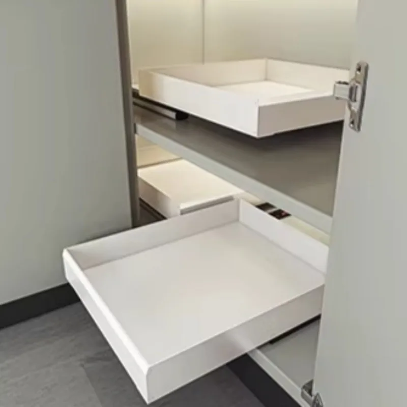 

Выдвижная угловая корзина-органайзер для кухонного шкафа, премиум-класса, с плотной сеткой, для специй, подвесная угловая полка для хранения под шкафом