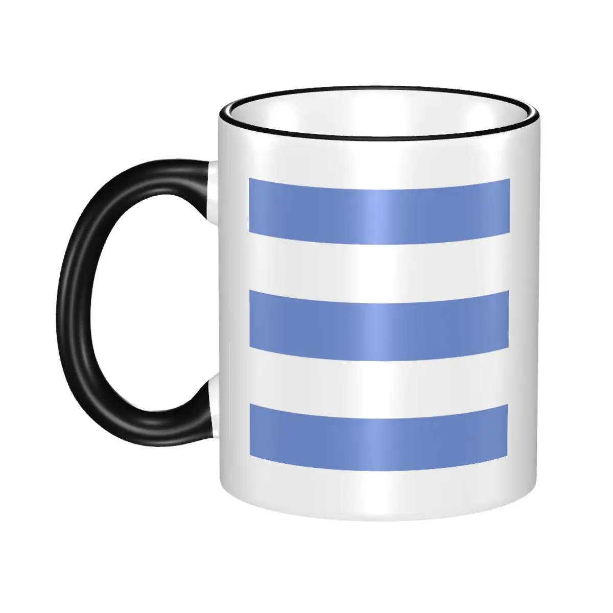 Large DANUBE BLUE And WHITE Horizontal STRIPES Mug Funny Ceramic Coffee Cups Tea Mugs Milk Cup Drinkware Gifts for Friends