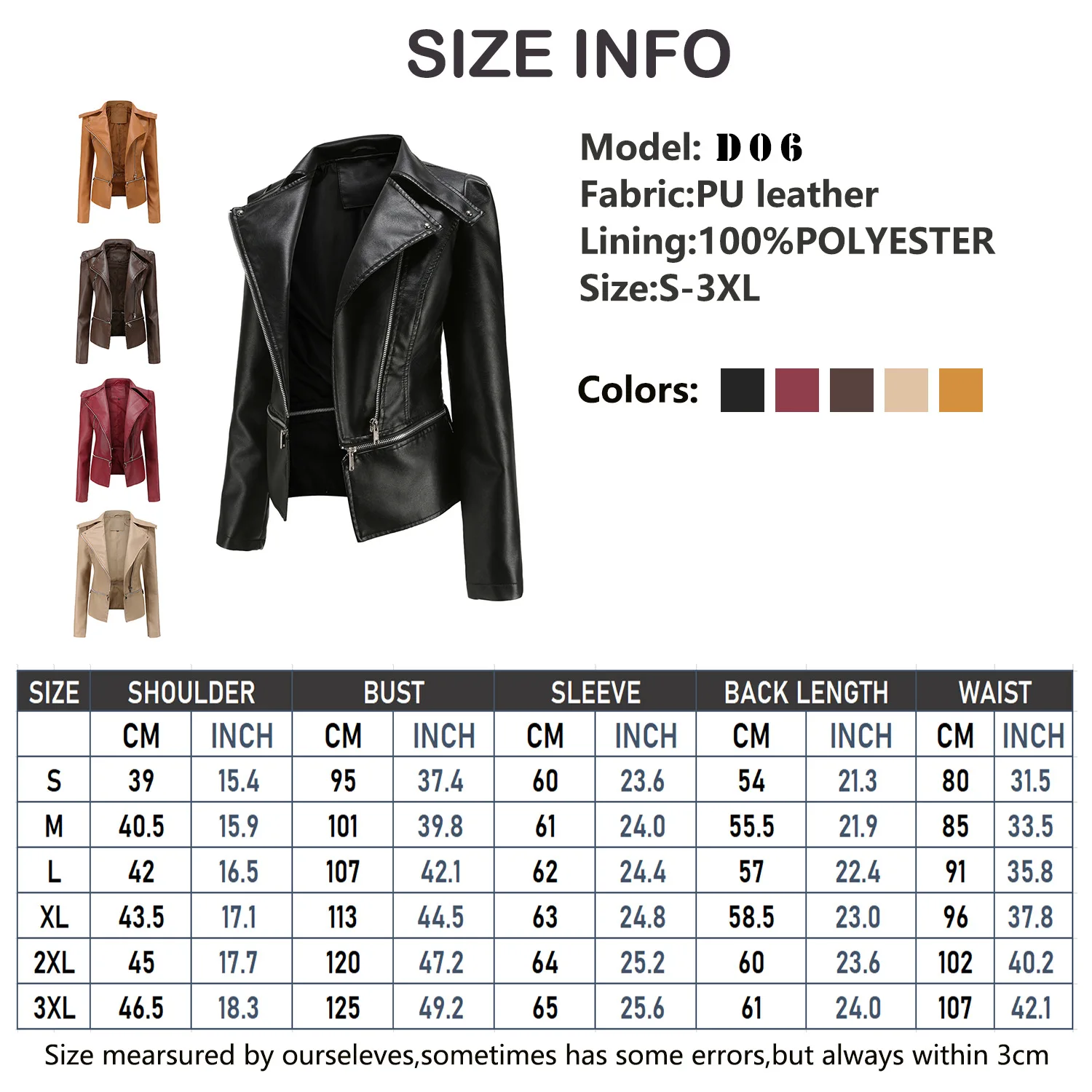 Women's Casual PU Leather Jacket, Motorcycle Jacket, Detachable Sports Coat, Quality Fashion, Black, Autumn and Winter