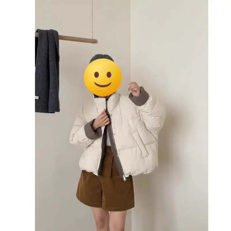 Robe à pain pour femmes, garde au chaud, hauts de tempérament, vêtements en coton moelleux, épais, blocage des couleurs, manteau à col montant, nouvelle collection hiver