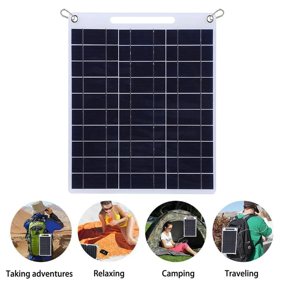 30W Solar Panel Portable 5V Dual USB Fast Charg Panel Kit Outdoor Emergency Charging Battery Camping Hiking Travel Solar Panel
