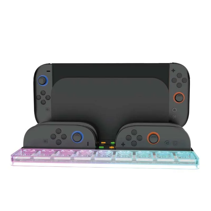 Для Switch 2, передняя док-станция для хранения RGB-подсветки, держатель для 4 игровых карт JoyCon 9, материал ABS + PS со светодиодной подсветкой