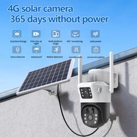 Solar Panels Outdoor Surveillance Camera 4G Dual Lens PTZ Security Cam Auto Track CCTV Panoramic Camera 360 Night Vision Monitor