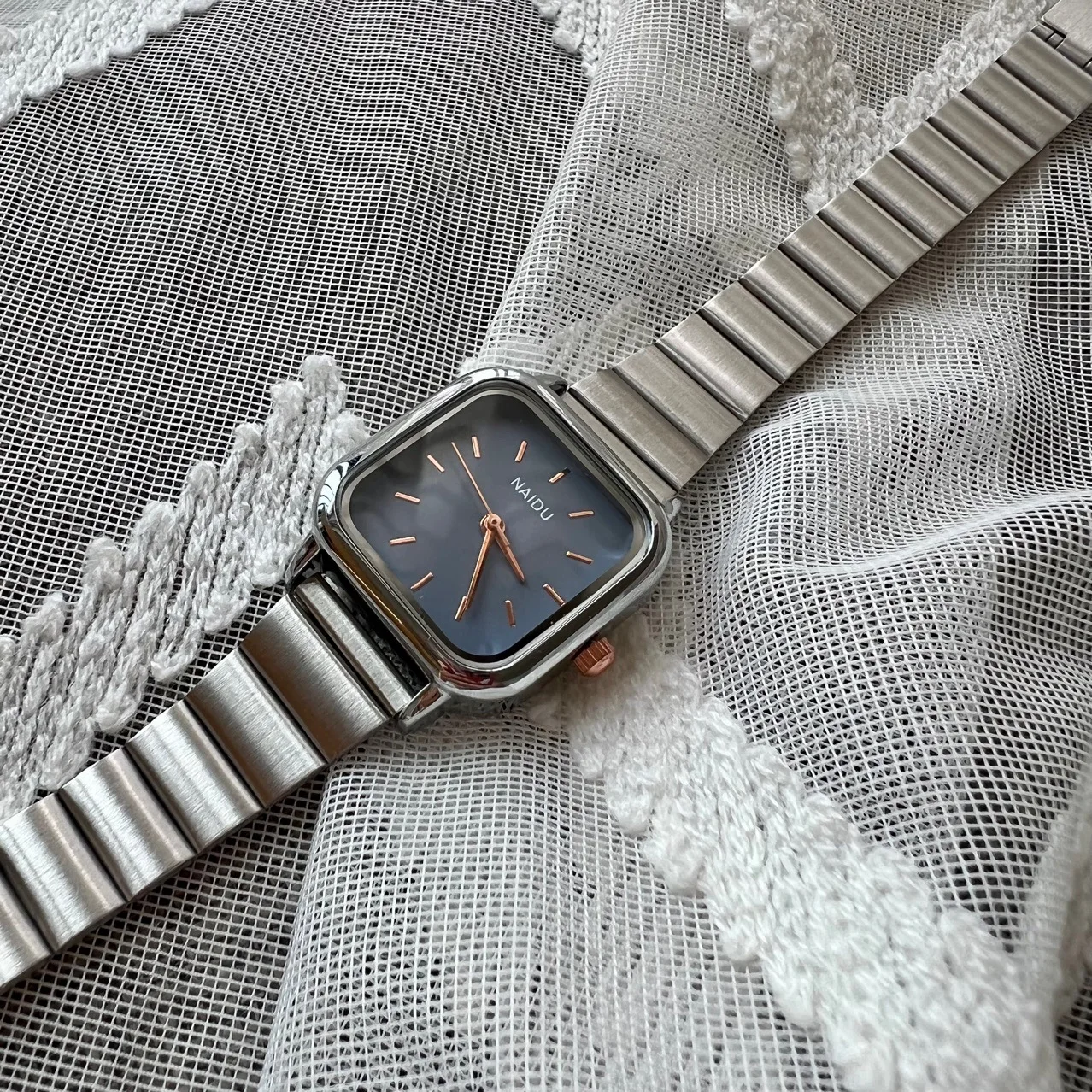 Watch for Women Small Square Fashion Minimalism Stainless Steel Band Quartz Student Wristwatch Beautiful Female Clock