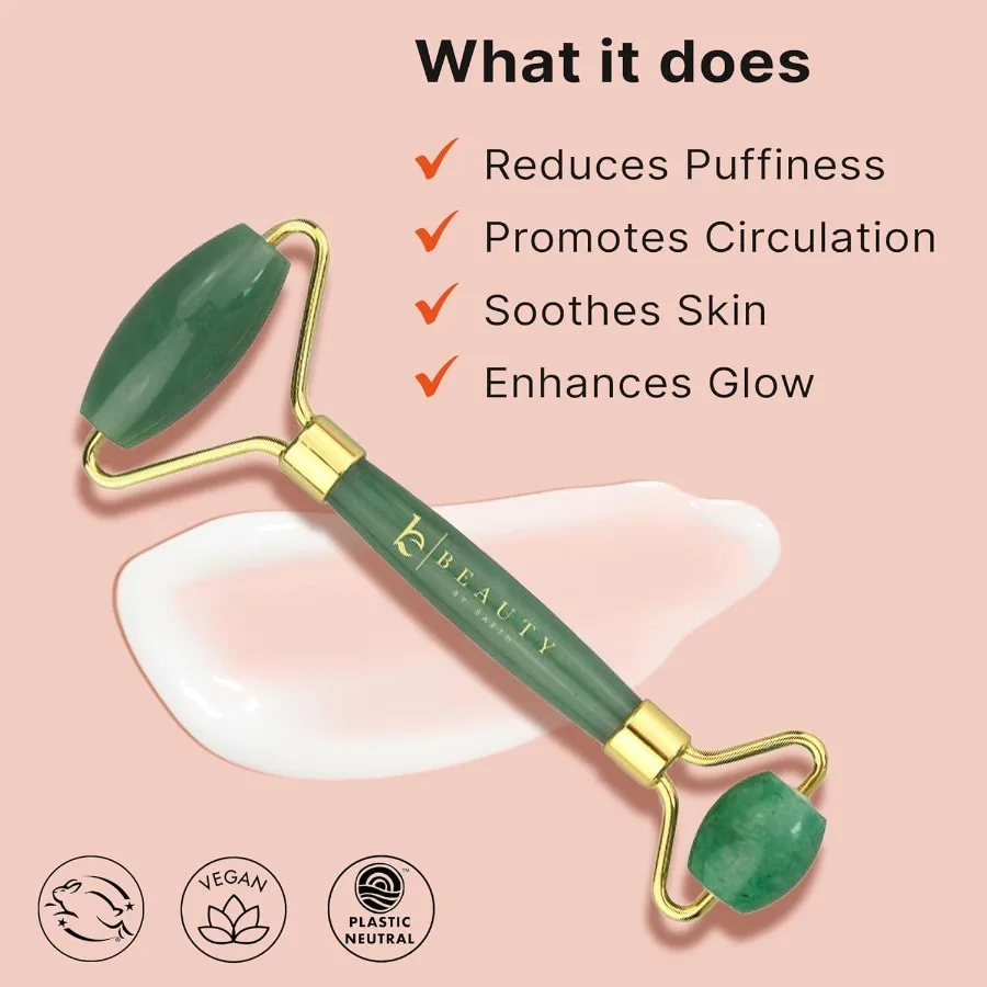 Jade Roller สําหรับใบหน้า Smoothes Fine Lines ริ้วรอย Face Massager Skin Care เครื่องมือขนาดเล็ก Eye Roller สําหรับ Puffy Eyes DePuffing