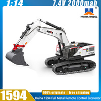 Huina 1592 1593 1594 Rc Excavator 1/14 Large Dumper Truck Crawler Alloy Tractor Loader Controlled Car Engineering Toy Custom