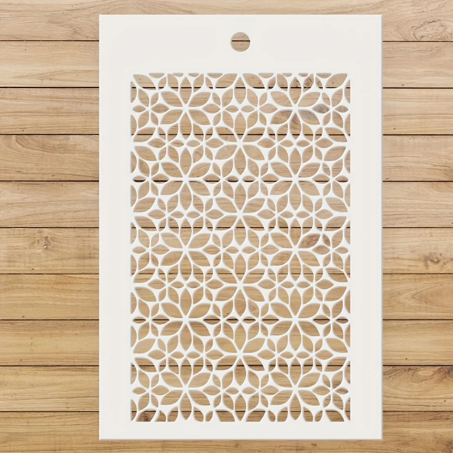 꽃무늬 기하학적 PET 스텐실 - 벽, 가구 및 직물용 재사용 가능한 꽃 패턴