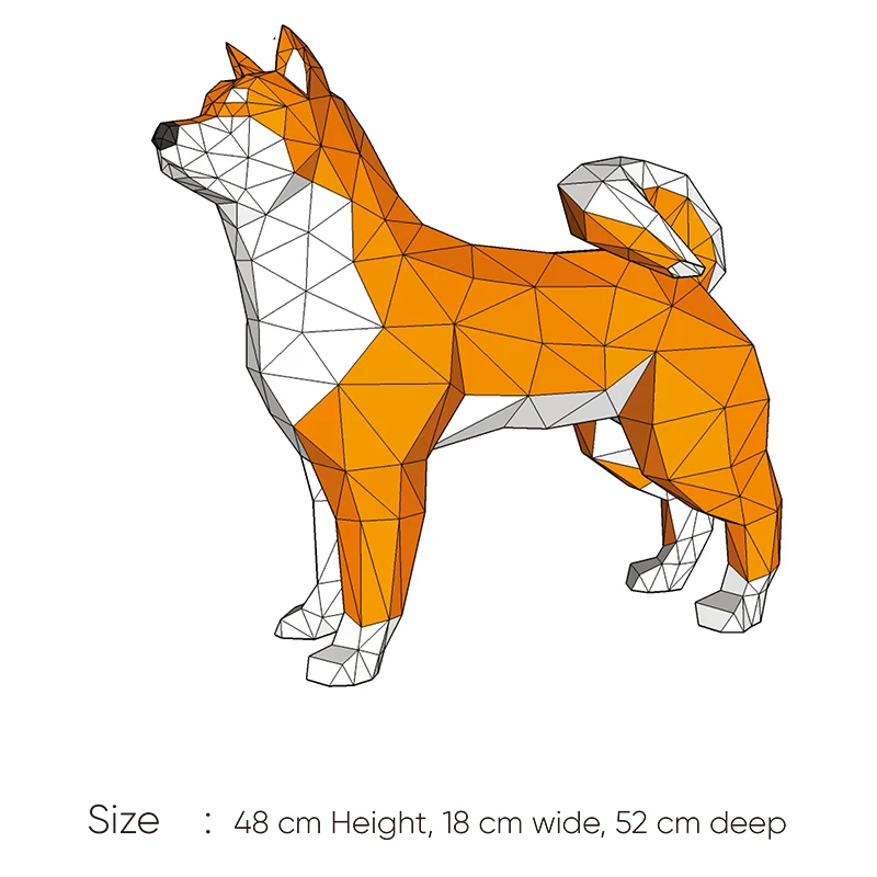 Modelo de papel japonés Shiba Inu para decoración del hogar, adornos de escritorio, rompecabezas 3D DIY, juguetes creativos hechos a mano, 48cm