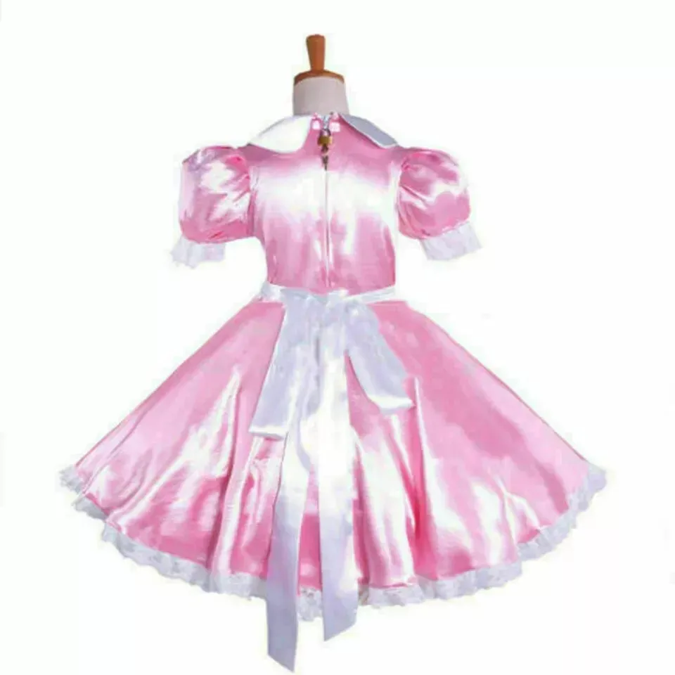 Sissy pink lace dress maid cosplay costumes can be customized