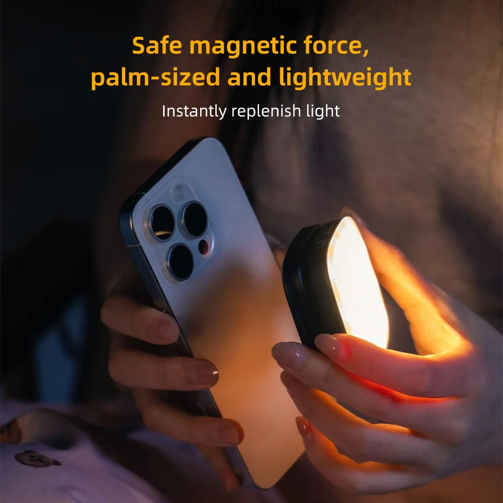

Stand Selfie Fill Light with Mirror Brightness Adjustable Magnetic Selfie Light Handheld Rotatable Magnetic Photo Light Outdoor