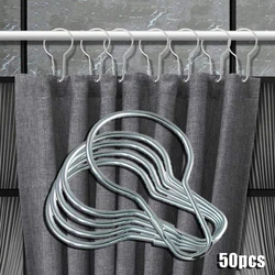 50pcs Rustproof Shower Curtain Hooks Kitchen Bathroom Hook Rings Set