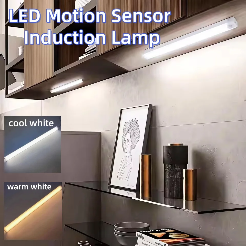 Ultra‑Slim LED Induction Lamp Motion Sensor Night Light Auto On‑Off Cabinet Detector Bar Light for Kitchen Closet Wardrobe Stair