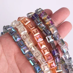 Cuentas sueltas de cristal facetado mate brillante, 10 piezas, 10mm, forma cuadrada, para fabricación de joyas, manualidades