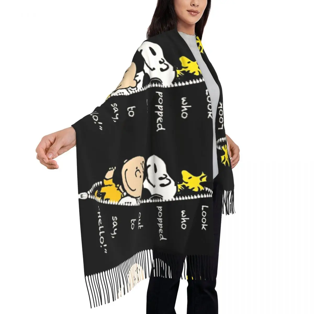 Lenço macio quente outono snoopy amendoim xales wrpas bandana personalizada unissex retro cachecóis envoltórios