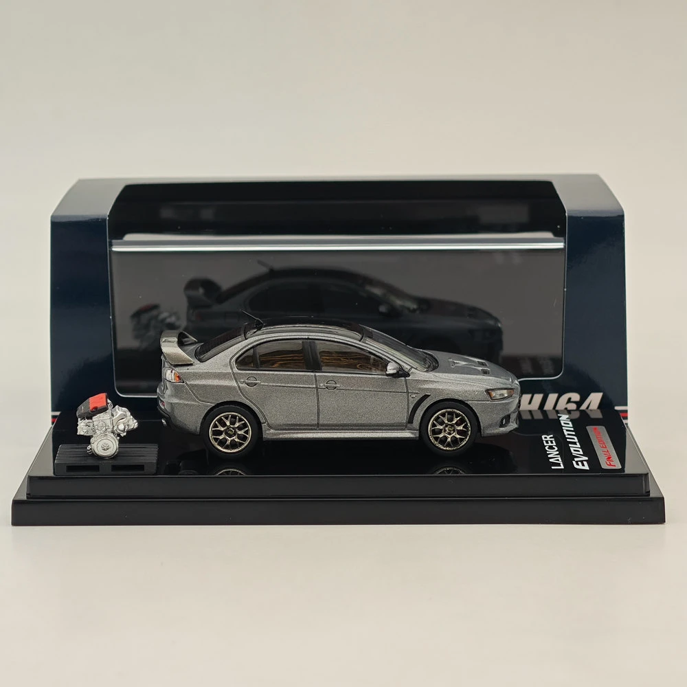 Hobby Japão 1:64 Lancer Evolution X Final Edition com modelo de exibição de motor titânio cinza (M) Telhado preto HJ 642053 Carro fundido CGM