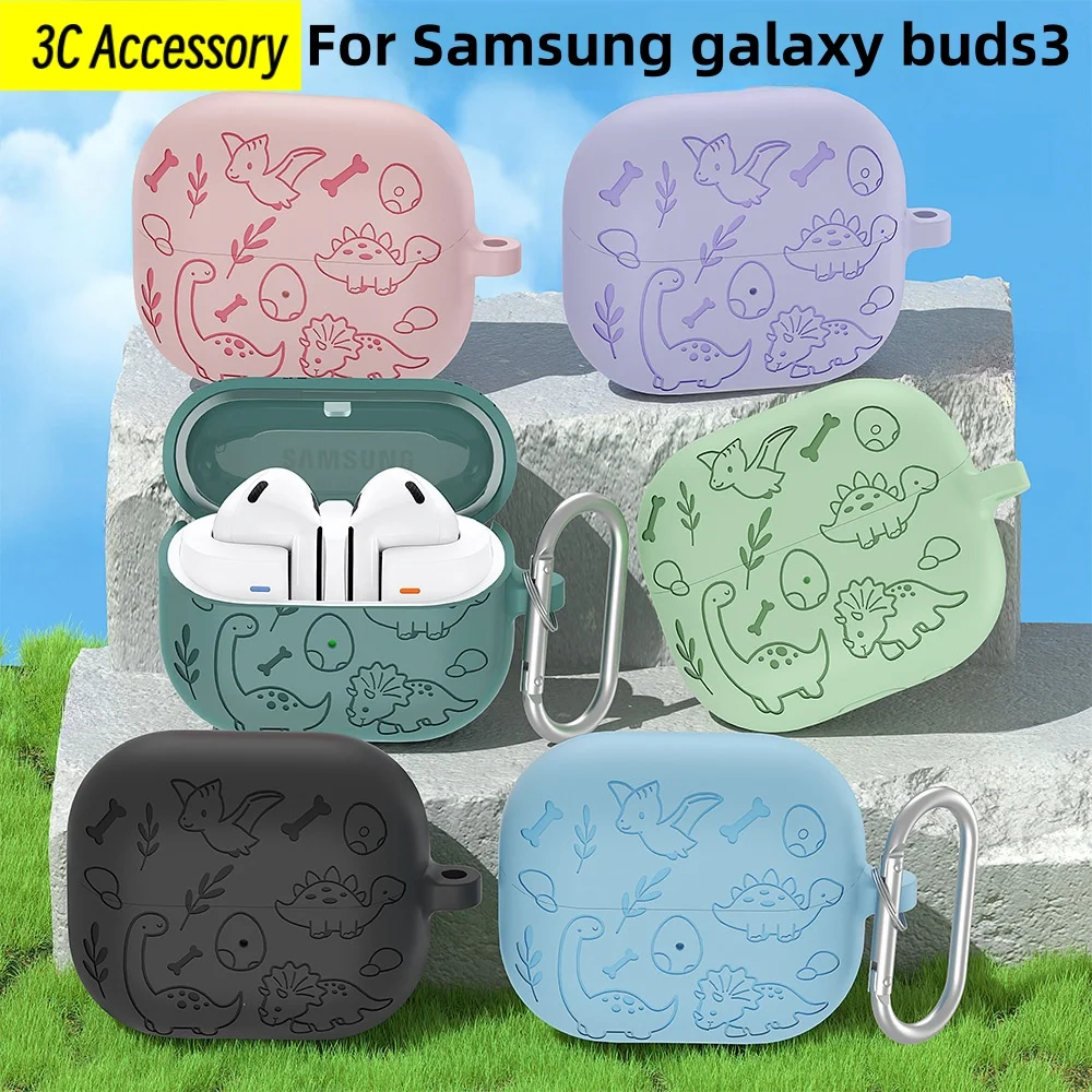 ใหม่สำหรับ Samsung Galaxy buds3/3pro (2024) เคสซิลิโคนลวดลายไดโนเสาร์น่ารักสำหรับ Galaxy buds3/3pro capa