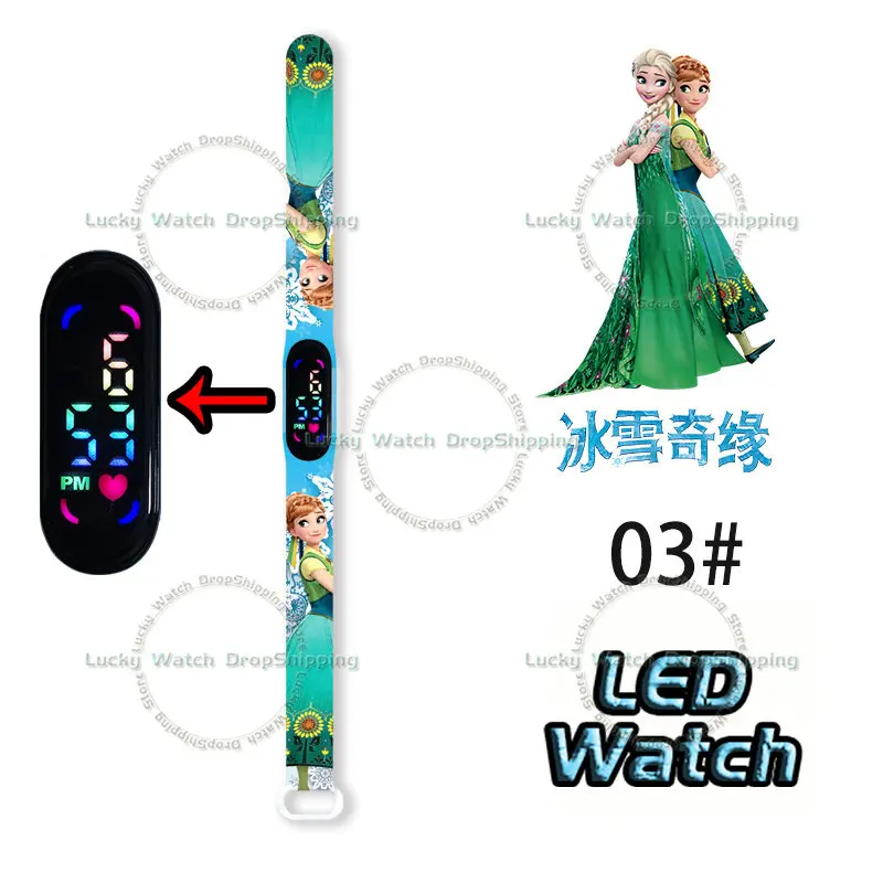 Montres numériques Disney Frozen pour enfants, figurine d'action de dessin animé, Elsa, Anna, tactile LED, montre électronique étanche, cadeaux d'anniversaire pour enfants