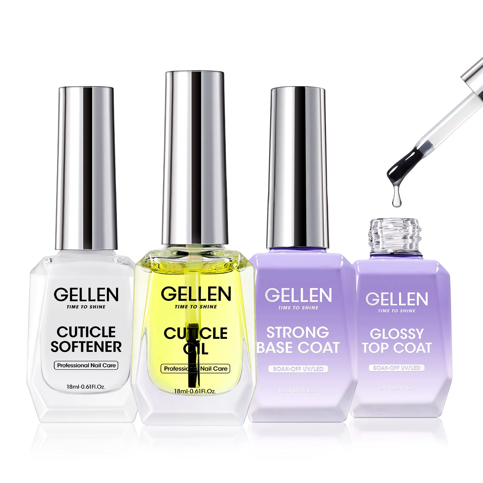 GELLEN جل طلاء الأظافر مجموعات 18 مللي بشرة النفط المنقي قاعدة هلام معطف فوقي لصالون المنزل 4 قطعة طقم أظافر سحر هدية الكريسماس #1
