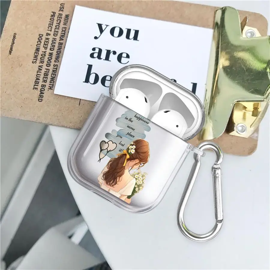 Simple Girl Pattern Case For Airpods 4 Pro2 Pro 2 3 1 Pro3 Clear Earphone Cases Cover