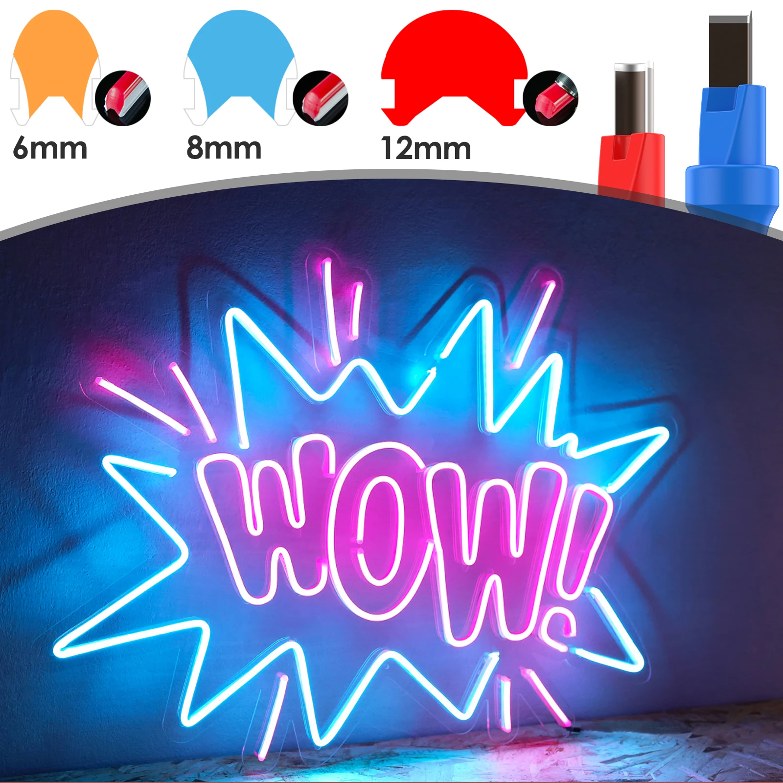 2Pcs Neon DIY Carving Knife Split LED Neon Light Cutter Round Right Angle Cutter Hand Tool Carving Knife Silicone Strip Cutter