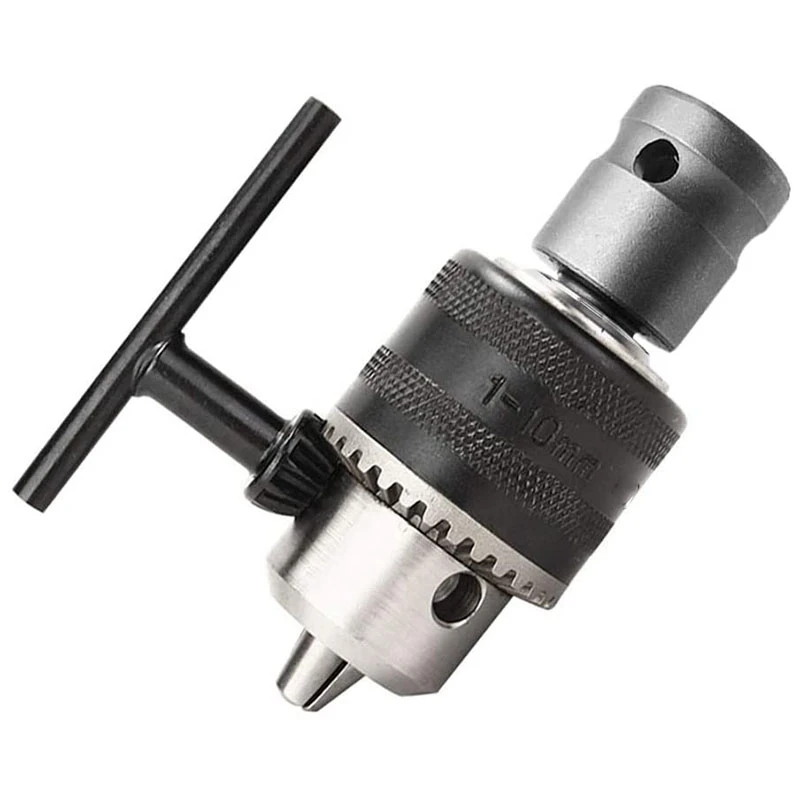T69C 1.5-10mm 1/16 Inch - 3/8 Inch Capacity Key Drill Chuck Wrench Converter 1/2 Inch Socket Square Female Adapter