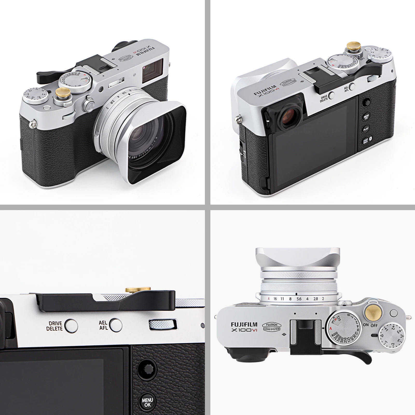 Haoge THB-X2B Kim Loại Giày Nóng Ngón Tay Cái Lên Phần Còn Lại Cầm Tay Cho Máy Ảnh Fujifilm Fuji X100V Camera Đen