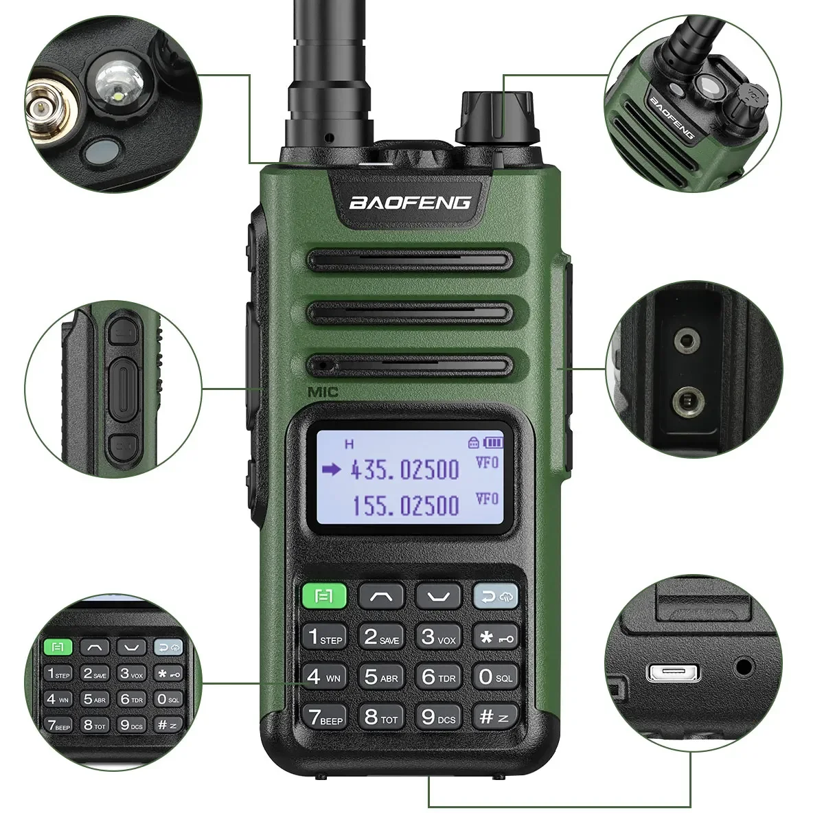 トランシーバーBaofeng-UV-13プロデュアルバンド,999チャネル,uhfおよびvhf,キャンプ用UV-5Rタイプc,2個